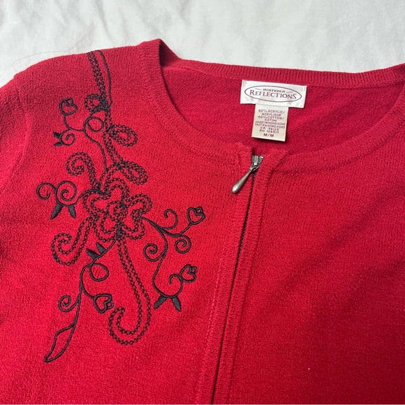 Vintage Northern Reflections Red‎ Zip-Up Cardigan - Picture 2 of 5